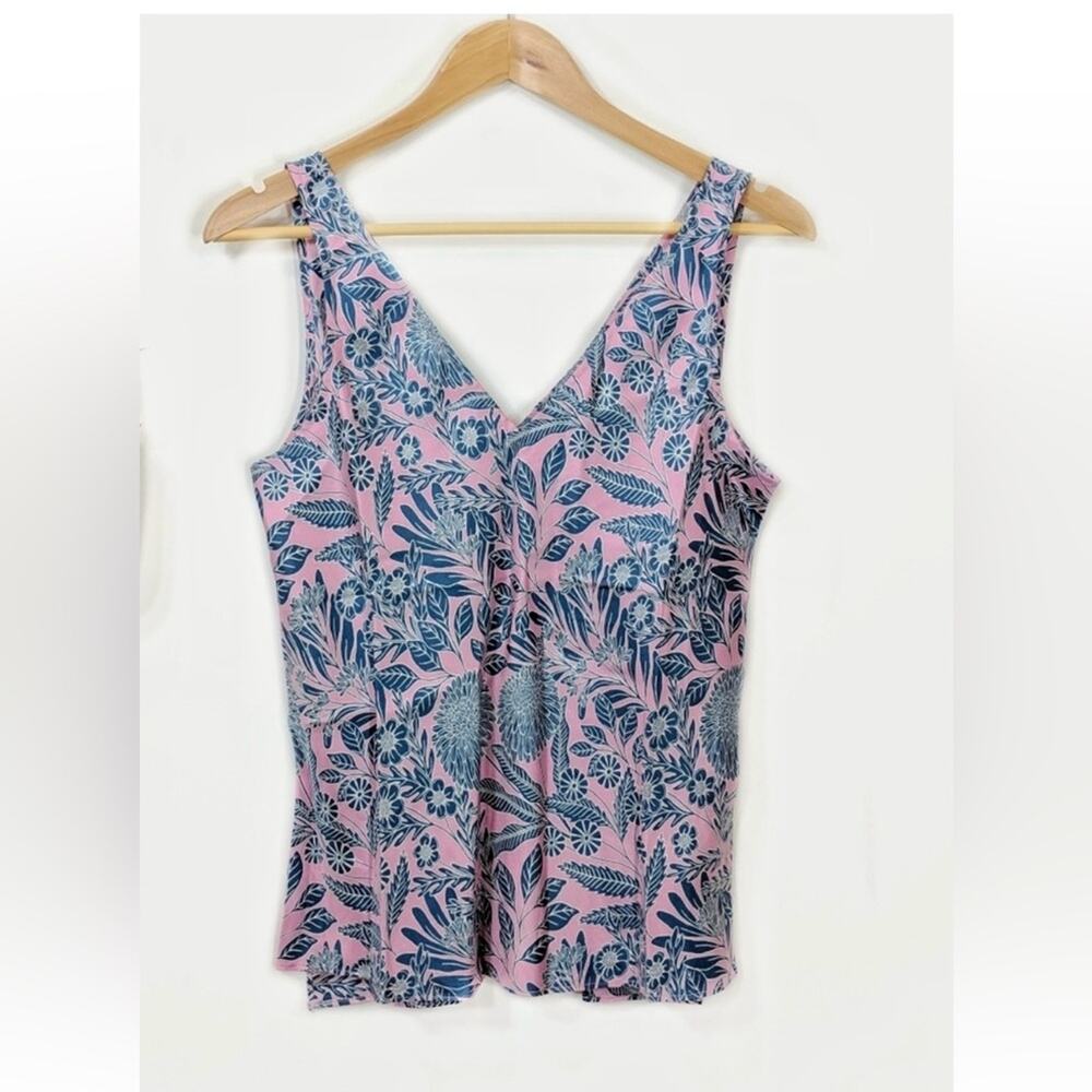 J.Crew x Abigail Borg Floral Silk Tank Top Camisole Pink Blue Size 8 - Picture 7 of 12